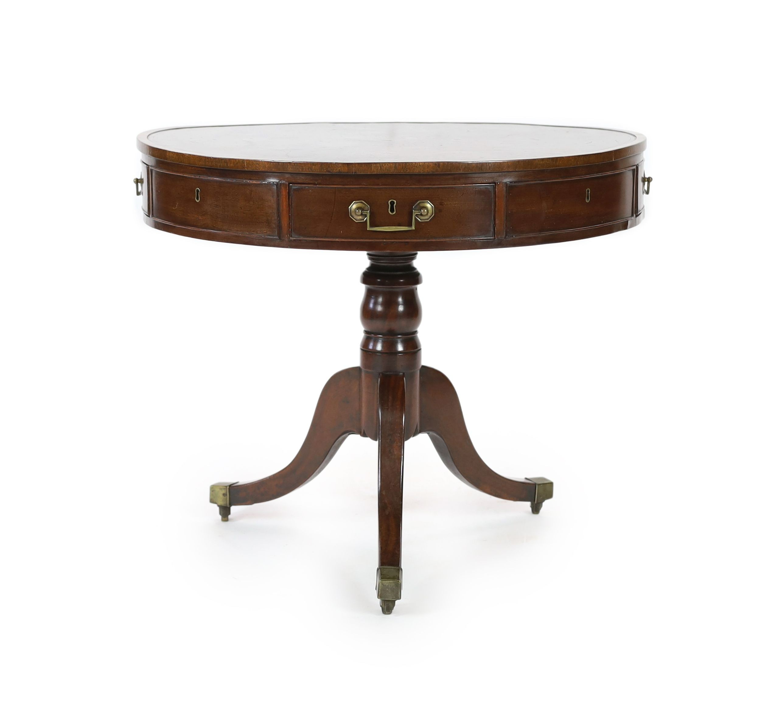 A George III mahogany drum top table, diameter 86cm H.74cm